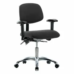 Fabric ESD Chair with Arms, 19-24 in Adjustable Height, Aluminum Base