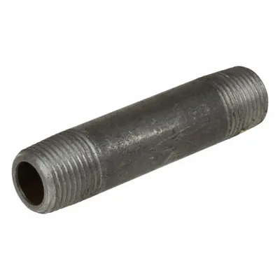 USA INDUSTRIALS Pipe Nipple: 2 in Nominal Pipe Size, 8 in Lg, Schedule 40, Black Coated Steel - Schedule 40 Threaded on Both Ends Pipe with Thread Sealant