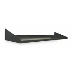 This black steel cantilever shelf is designed for workbench applications, providing additional storage space for tools, parts, and supplies. It measures 60 inches wide and 12 inches deep, and includes mounting hardware for installation.
