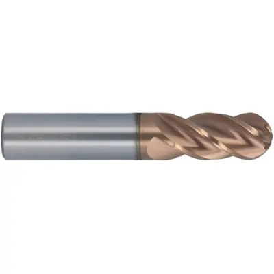 CLEVELAND Ball End Mill: Carbide, T-Max Coated, 7 Flute, 1/8" Mill Dia, 3/8" LOC - Fast-Cutting Carbide Ball End Mills for Stainless Steel & Super Alloys