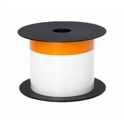 BROTHER Pre-Cut Label Stock Roll: Orange Header, 3 in x 5 in, Vinyl, Orange/White - Brother Orange Header Precut Label Rolls