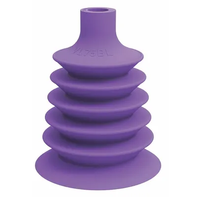 PIAB Vacuum Pad: Plain Pad without Adapter, 75 mm Pad Dia, Thermoplastic Elastomer - Multi-Bellows Type Packaging Industry Vacuum Pads