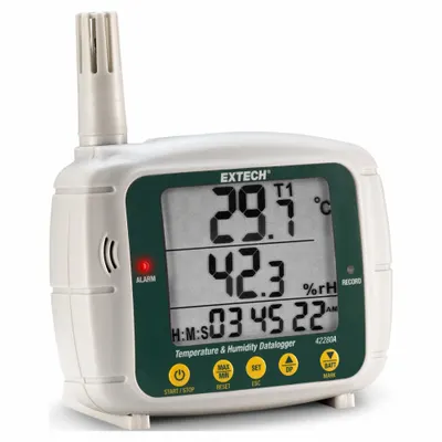 EXTECH Data Logger: 0%to 100% Relative Humidity Measured, -4°F to 158°F, -20°C to 70°C - Temperature & Humidity Data Loggers