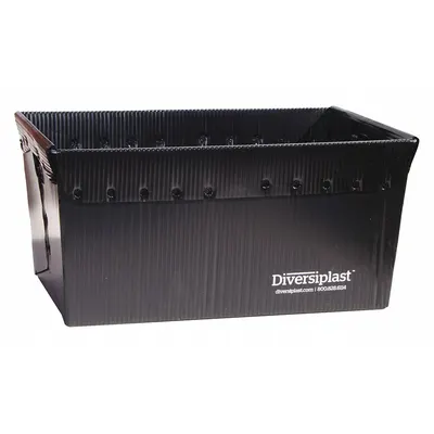 DIVERSI-PLAST Nesting Tote: 3 gal, 23 in x 15 in x 12 in, Black, Lid Not Included - Lightweight Corrugated Plastic Nesting Totes