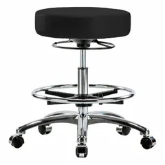 Vinyl Lab Stool with Aluminum Base and Casters, Height Range 21 1/4 in to 28 3/4 in