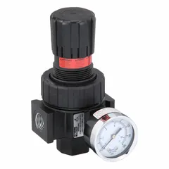 Parker 07R318AC compressed air regulator with a zinc body, 1/2 in NPT ports, 90 cfm flow capacity, and adjustable outlet pressure from 2 psi to 125 psi. Maximum operating pressure is 125 psi. Used in pneumatic systems to reduce and maintain stable outlet pressure for tools, actuators, and industrial processes.