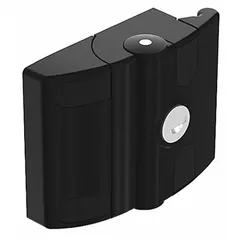 This non-locking slam latch is made of powder-coated aluminum and designed for metric triple extrusion profiles in 15, 40, or 45 Series. It measures 96 mm x 31.6 mm x 78 mm and is used to secure sliding doors on industrial enclosures, machine guards, and workstations. Fasteners are not included.