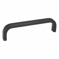 This load-rated standard 'U' pull handle is made of black aluminum with a 7.87 in mounting hole center-to-center distance and M5 threaded holes. It is designed for use on industrial enclosures, cabinets, and machinery doors requiring a secure, ergonomic grip
