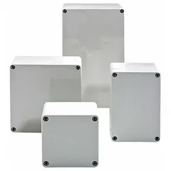 This WIEGMANN nonmetallic enclosure is made of polycarbonate with a solid cover secured by screws. It measures 2 in x 1 in x 2 in and carries a NEMA 4X rating for watertight and corrosion-resistant service. Knockouts are not included. Typical applications include protecting electrical controls, terminals, and instruments in wet or corrosive environments.