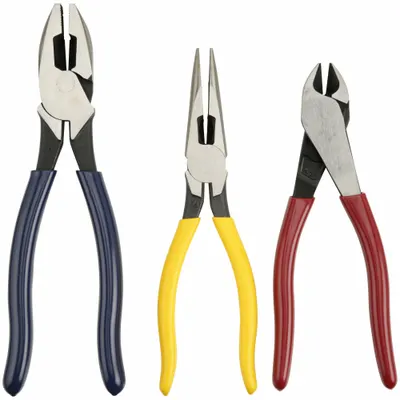 KLEIN TOOLS Plier Set: 3 Pliers, Std Cushion Grip, Manual - General Purpose Assorted Pliers Sets
