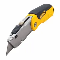 DEWALT Folding Utility Knife: 3 1/4 in/6 in, Stainless Steel, Metal, 1 Blades Included (MPN DWHT10035L)