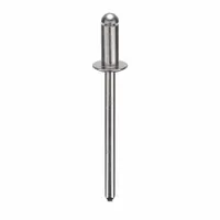 This domed-head blind rivet has a 0.156-inch diameter and an overall length of 1 21/32 inches with a body length of 23/64 inches. It is designed for permanent fastening of materials where access is limited to one side, commonly used in sheet metal assembly and general fabrication. Supplied in a pack of 500