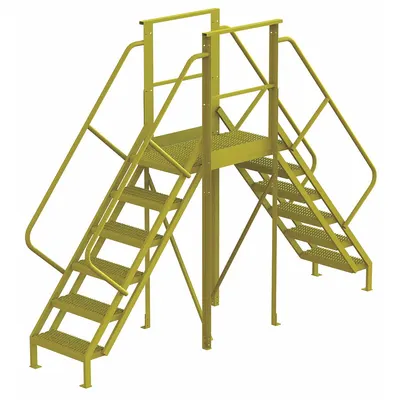 TRI-ARC Crossover Bridge: 5 ft Platform Ht, Steel, 1,000 lb Load Capacity, Serrated - Easy Descent Crossover Bridges