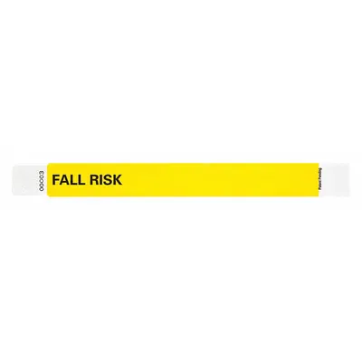 ID Wristband: Fall Risk, 10 in Overall Lg, 1 in Overall Wd, Tyvek, Yellow - Security Wristbands