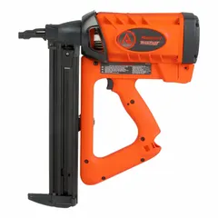 Sequential firing cordless nailer for fastening into concrete. Accepts 10-gauge nails with plastic strip collation at a 0° magazine angle. Powered by a NiCAD battery.