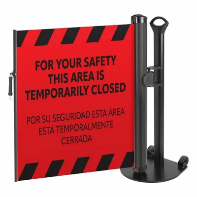 MODUS Single Mobile Stand: 38 in Post Ht, 11 1/2 ft Belt Lg, Red, 1 No. of Posts - Retractable Belt Barrier Systems