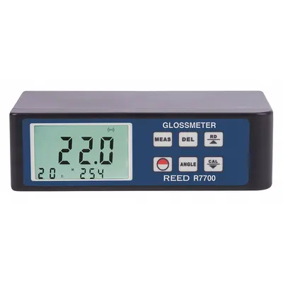 REED INSTRUMENTS Gloss Meter: Backlit LCD, White LED, 1,023 RGB, 1.000, 1.000, 1.000