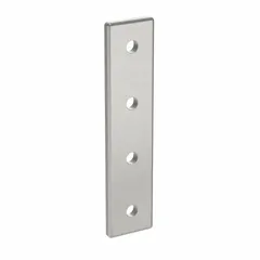 This straight flat plate connector is used to join two 40 Series aluminum profiles with an 8 mm slot width. Made of anodized aluminum, it measures 156 mm x 36 mm x 6 mm and has 4 holes. Suitable for industrial framing, machine guards, workstations, and conveyor structures.