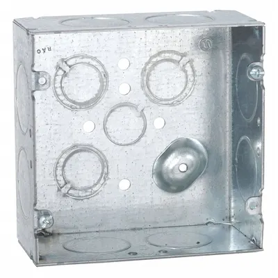 RACO Electrical Box: Steel, Steel - 4-11/16" x 4-11/16" Square Box Material & Nominal Size - Standard Electrical Boxes