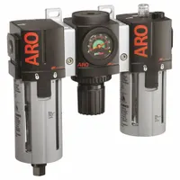 ARO Filter/Regulator/Lubricator: 1/2 in NPT, 150 scfm, 140 psi Max Op Pressure, 5 micron, Auto Drain (MPN C38341-801)