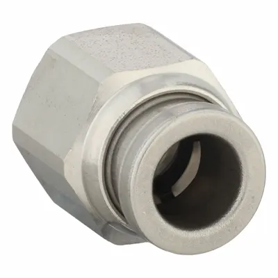 SMC Push-Fit Adapter Fitting: 6 mm OD x 5 mm OD Size, Push-to-Connect x Metric - Stainless Steel Tube Fittings