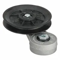 Self-adjusting V-belt tensioner for B-section belts. Tension range 0 lbf to 30 lbf with 45° arm rotation. Automatically maintains proper belt tension to reduce slippage and extend belt life in industrial drives, conveyors, and HVAC systems