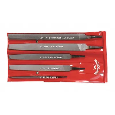 NICHOLSON File Set, Half Round, Bastrd, Smooth Cut: 5 Pieces, Bastard Cut/Smooth Cut - General Purpose File Sets