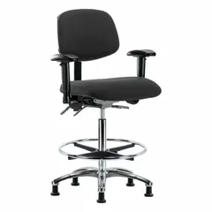 APPROVED VENDOR ESD Task Chair, Fabric, Arms Included, Adjustable Height 26 1/4 to 36 in, Seat 18 1/2 x 17 in, Aluminum Base, ESD-Safe