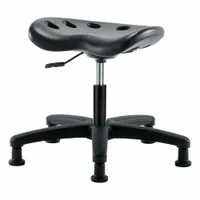 Tractor Stool: Polyurethane, Ht Range 16 in to 21 in, 17 in Seat Wd, 14 in Seat Dp, 5 Glides, Black (MPN PTDHSL-RG-RG-BLK)