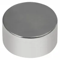 Silver-colored neodymium disc magnet with 1/2 in outside diameter, 0.25 in thickness, and 10.88 lbf max pull force. Suitable for holding, mounting, and positioning ferrous parts in industrial fixtures, jigs, and sensors