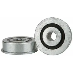 Sealed close-tolerance conveyor roller bearing designed for use in harsh environments such as dusty or wet industrial settings. Fits 3/8 in axle, with 1.13 in outer diameter and 80 lb load rating. Suitable for material handling systems in manufacturing, warehousing, and distribution centers.