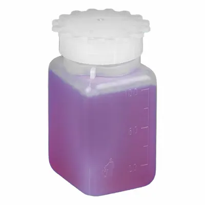 GLOBE SCIENTIFIC Laboratory Bottle: 1 L, HDPE, Natural, Square, Translucent - HDPE Rectangular Lab Bottles