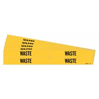 Pipe Marker: Waste, Yellow, Black, Fits 3/4 to 2 3/8 in Pipe O.D., 4 Pipe Markers, 5 PK (MPN 7298-4-PK)