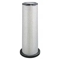 Round engine air filter with radial seal and cellulose/paper media. Designed for use in John Deere vehicles to remove airborne contaminants from intake air. Direct replacement for compatible applications