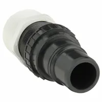 This TPR swing check valve is designed for general-purpose media, preventing backflow in vertical piping systems. It features male NPT threads on both ends (MNPT x MNPT) and is intended for vertical installation. The valve body is made of TPR material