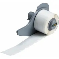 Polyester label roll with permanent adhesive, gray matte finish, size 1 in x 1/2 in. Compatible with BMP71 printer series. Used for cable markers, component labels, and asset tags in industrial environments
