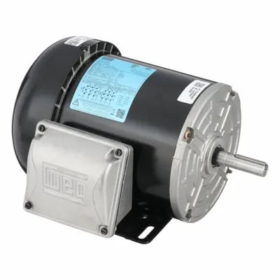 WEG General Purpose Motor: Rigid Base Mount, Totally Enclosed Fan Cooled, 1/2 hp - Rigid Base 3-Phase General Purpose AC Motors