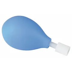 Manual bulb pipette controller with one channel, constructed from blue polyethylene. Designed for controlled aspiration and dispensing of liquids in laboratory pipetting operations.