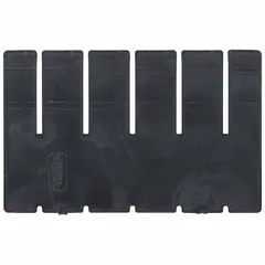This black plastic ESD divider is designed for use with LEWISBINS DC1050-XL containers. It measures 7 inches by 4 3/8 inches and helps organize and separate components in static-sensitive workstations, electronics assembly, and clean rooms.