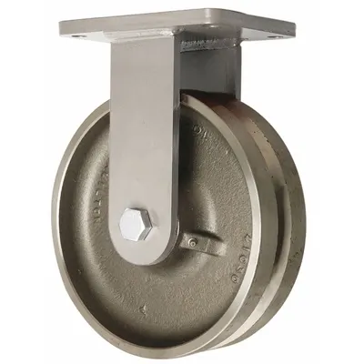 HAMILTON Plate Caster: Swivel, Steel, 10 in Wheel Dia, 2 1/2 in Wheel Wd - V-Groove Track-Wheel Plate Casters