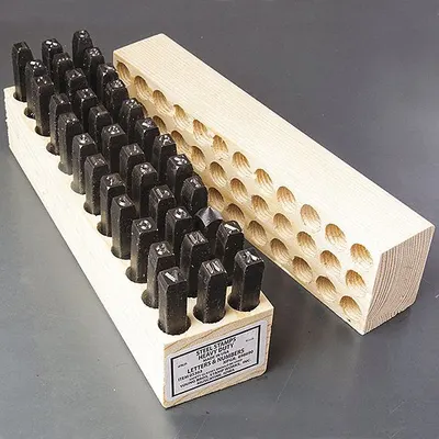 YOUNG BROS. STAMP WORKS Hand Stamp Kit: 5/32 in Character Ht, 2 3/4 in Shank Lg, Steel - Heavy-Duty Sharp-Face Hand Stamps