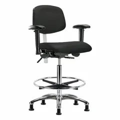 Vinyl Cleanroom Task Chair with Arms, Adjustable Height 26 1/4" to 36", 18 1/2" Seat Width, Aluminum Base, ISO 5