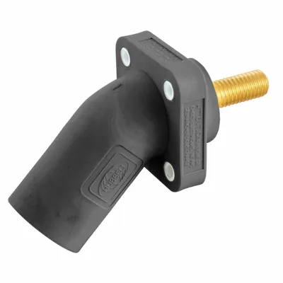 HUBBELL Single Pole Receptacle: Black, Angled Taper Nose Mating, Threaded Stud Termination - Receptacles with Threaded Stud Terminations