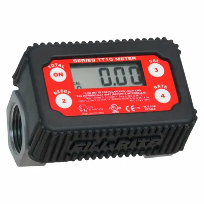 FILL-RITE Flowmeter: 4-Digit Digital Fuel Transfer Meter, Turbine, 1 in NPT - Inline Turbine Totalizers for Fuels
