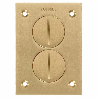 HUBBELL WIRING DEVICE-KELLEMS Floor Box Cover: Rectangular, Gold, Brass - Brass Electrical Floor Box Covers
