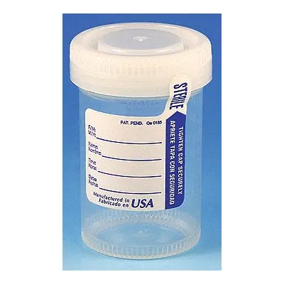 GLOBE SCIENTIFIC Airtight Jar: 3 fl oz Capacity - oz, 90 mL Capacity - mL, Sterile - Sterile Medical Specimen Containers