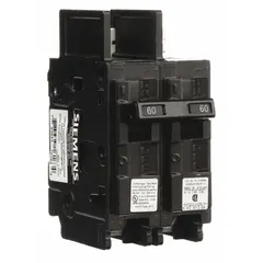 Bolt-on miniature circuit breaker rated 60 A at 120/240 V AC, 2 poles, with high interrupting capacity. Provides overcurrent and short-circuit protection for single-phase branch circuits in compatible panelboards.