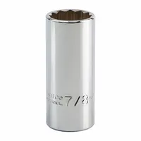 PROTO Socket: SAE, 3/8 in Drive Size, 7/8 in Socket Size, 12-Point, Deep, Chrome, Not Tether Capable (MPN J5028)