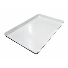 This assembly tray is constructed of molded fiberglass in a white finish. It measures 30 inches by 20 inches by 2 inches and is not electrostatic discharge conductive. Suitable for organizing and transporting components in general industrial workstations, assembly lines, and inspection areas where ESD protection is not required.
