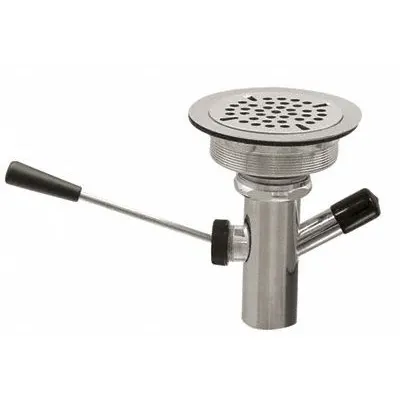 ADVANCE TABCO Drain Assembly: Stainless Steel, Chrome, 10 in Overall Ht - Sink Drains with Lever-Activated Stopper